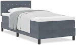vidaXL Κρεβάτι Box Spring με Στρώμα Σκούρο Γκρι 100x200 εκ. Βελούδο