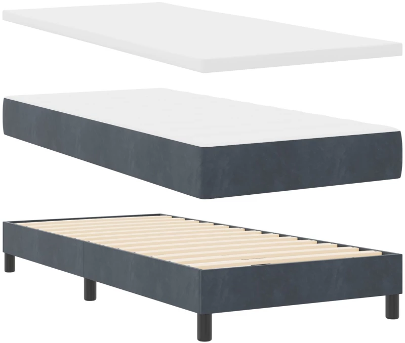 vidaXL Κρεβάτι Box Spring με Στρώμα Σκούρο Γκρι 100x200 εκ. Βελούδο