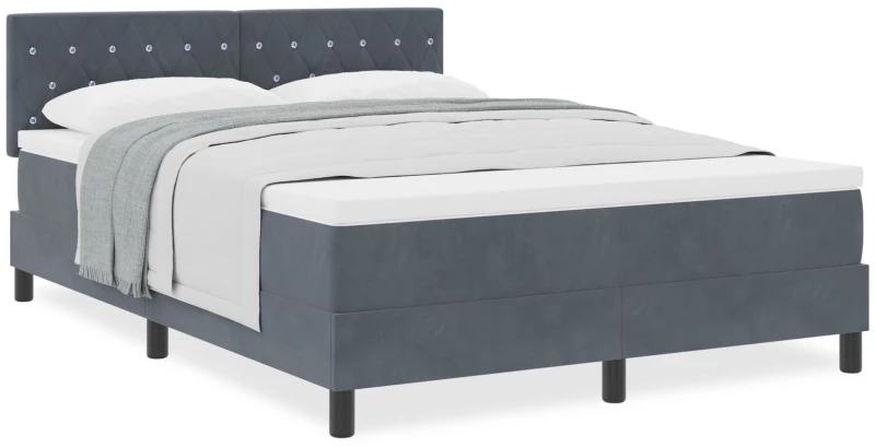 vidaXL Κρεβάτι Box Spring με Στρώμα Σκούρο Γκρι 140x190 εκ. Βελούδο