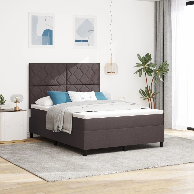 vidaXL Κρεβάτι με Στρώμα Καφέ 140x200 cm Υφασμάτινο