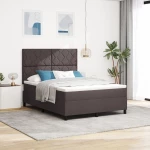 vidaXL Κρεβάτι με Στρώμα Καφέ 140x200 cm Υφασμάτινο