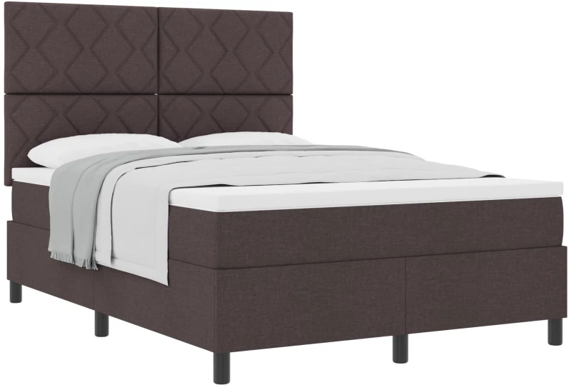 vidaXL Κρεβάτι με Στρώμα Καφέ 140x200 cm Υφασμάτινο