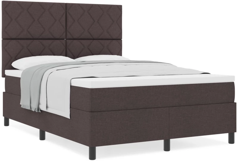 vidaXL Κρεβάτι με Στρώμα Καφέ 140x200 cm Υφασμάτινο
