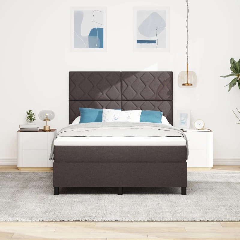 vidaXL Κρεβάτι με Στρώμα Καφέ 140x200 cm Υφασμάτινο
