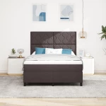 vidaXL Κρεβάτι με Στρώμα Καφέ 140x200 cm Υφασμάτινο