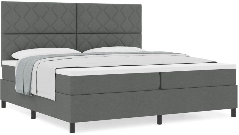 vidaXL Κρεβάτι Box Spring με Στρώμα Σκούρο Γκρι 200x200 εκ Ύφασμα