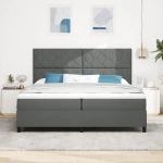 vidaXL Κρεβάτι Box Spring με Στρώμα Σκούρο Γκρι 200x200 εκ Ύφασμα