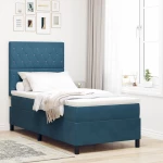 Κρεβάτι Box Spring με στρώμα vidaXL Σκούρο Μπλε 90x200 εκ. Βελούδο