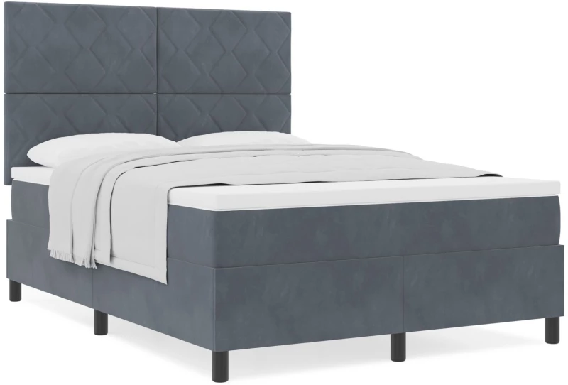 Κρεβάτι Box Spring με Στρώμα vidaXL Σκούρο Γκρι 160x200 εκ Βελούδο