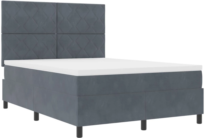 Κρεβάτι Box Spring με Στρώμα vidaXL Σκούρο Γκρι 160x200 εκ Βελούδο