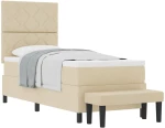 vidaXL Κρεβάτι Box Spring με Στρώμα & Πάγκο Κρέμα 80x200 εκ Υφάσματος