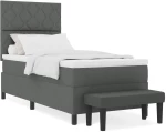 vidaXL Κρεβάτι με Ελατήριο & Στρώμα Σκούρο Γκρι 90x200 εκ