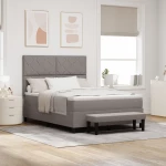 vidaXL Κρεβάτι με Στρώμα και Πάγκο Καφέ 140x200 εκ Ύφασμα