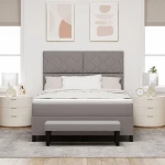 vidaXL Κρεβάτι με Στρώμα και Πάγκο Καφέ 140x200 εκ Ύφασμα