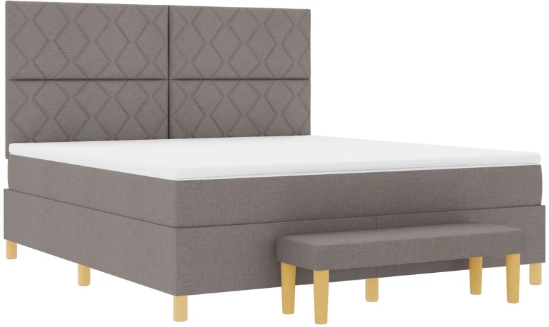vidaXL Κρεβάτι Box Spring με Στρώμα & Πάγκο Ταμπά 180x200 εκ Ύφασμα