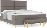 vidaXL Κρεβάτι Box Spring με Στρώμα & Πάγκο Ταμπά 180x200 εκ Ύφασμα