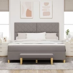 vidaXL Κρεβάτι Box Spring με Στρώμα & Πάγκο Ταμπά 180x200 εκ Ύφασμα