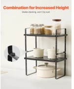 VEVOR 2 Tier Cabinet Organizer Shelf Counter Shelves Steel Storage Spice Rack