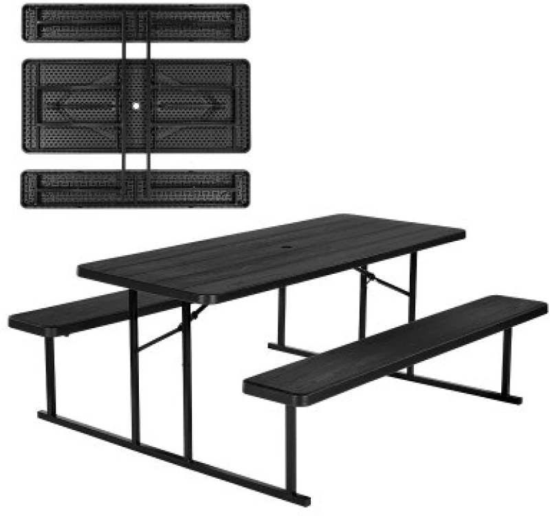 VEVOR Picnic Table Foldable Steel Camping Table Chair Garden Indoor Outdoor