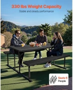VEVOR Picnic Table Foldable Steel Camping Table Chair Garden Indoor Outdoor