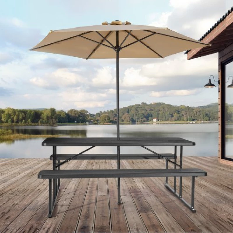 VEVOR Picnic Table Foldable Steel Camping Table Chair Garden Indoor Outdoor