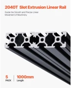 VEVOR 5PCS 39.4 in (1000 mm) T Slot 2040 Aluminum Extrusion Anodized Linear Rail