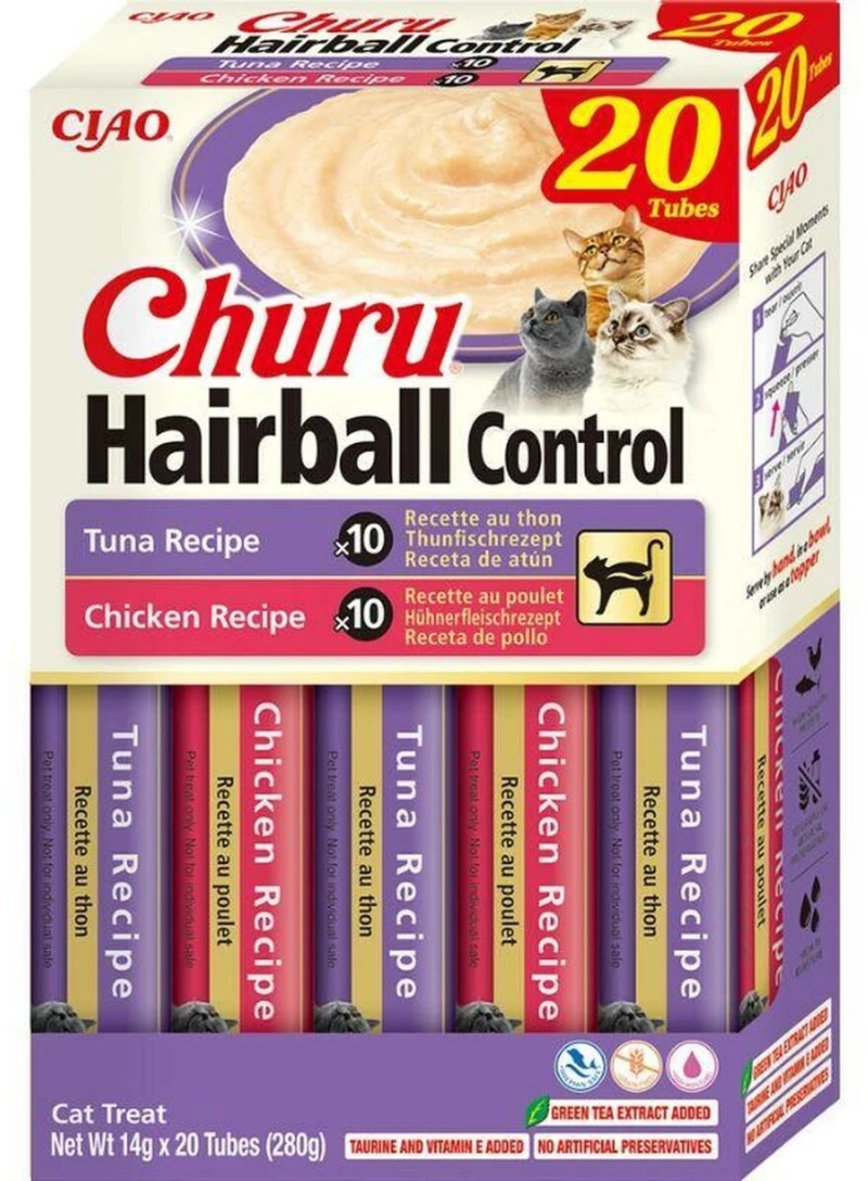 Snack for Cats Inaba Churu Hairball control Tuna and chicken recipe