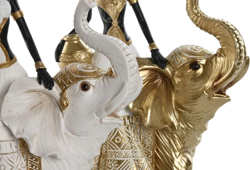 Διακοσμητική Φιγούρα Home ESPRIT Λευκό Μαύρο Χρυσό Ελέφαντας Αφρικάνα 21 x 11 x 32 cm (x2)
