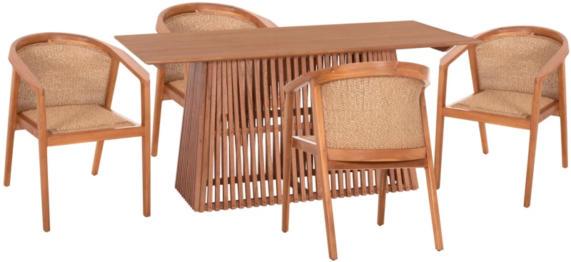ΣΕΤ ΤΡΑΠΕΖΑΡΙΑΣ 5ΤΜΧ RENLY HM21078.02 ΟΡΘΟΓΩΝΙΟ ΤΡΑΠΕΖΙ & 4 ΚΑΡΕΚΛΕΣ
