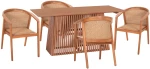ΣΕΤ ΤΡΑΠΕΖΑΡΙΑΣ 5ΤΜΧ RENLY HM21078.02 ΟΡΘΟΓΩΝΙΟ ΤΡΑΠΕΖΙ & 4 ΚΑΡΕΚΛΕΣ