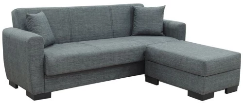 JACKSON-Max Καναπές - Κρεβάτι & Σκαμπό με Χώρους Αποθήκευσης Ύφασμα Σκούρο Γκρι