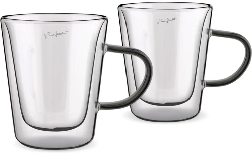Σετ Ποτήρια Τσαγιού VASO Lamart LT9120 Γυάλινα με Διπλό Τοίχωμα 300ml Μαύρα 2 Τεμ