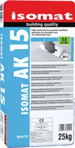 Isomat AK-15 Υψηλής ποιότητας ρητινούχα, τσιμεντοειδής κόλλα πλακιδίων, Λευκή, 25 kg