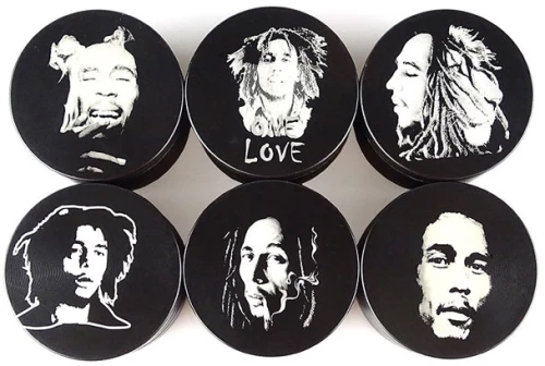 Grinder Τρίφτης «Bob Marley» Black 50mm - 4 Parts.