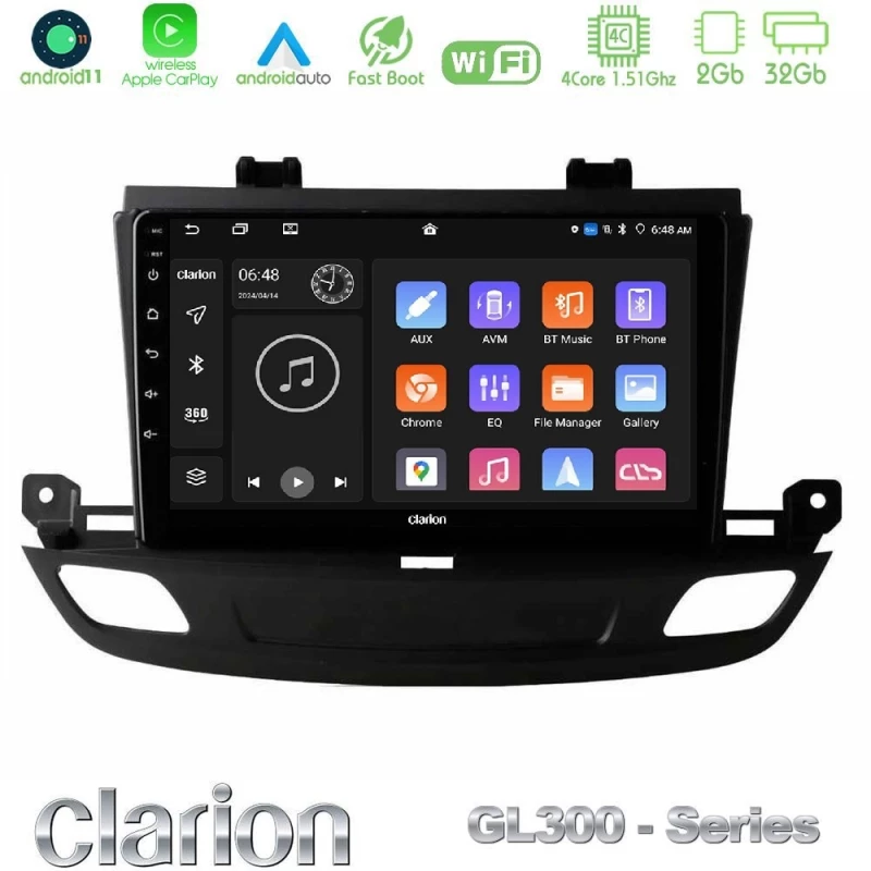 Clarion Gl300 Series 4core Android11 2+32gb Opel Insignia 2 2017-2020 Navigation Multimedia Tablet 9" με Carplay & Android Auto u-gl3-Op1402
