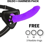 DELTA CLUB TOYS HARNESS & DONG PURPLE SILICONE 20x4cm