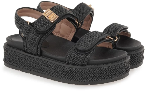 EXE BY TSAKIRIS MALLAS Γυναικεία FLATFORMS Πλατφόρμες 20A-252 Μαύρο Ψάθα U420A252366G 128902