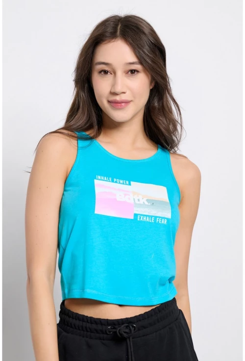 Bdtk Γυναικείο αμάνικο crop top 1241-908020 1241-908020-00452 BODY TALK Μπλε