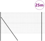 vidaXL Συρμάτινη Περιφράξη με 13 Κολώνες Γκρι 1x25 μ Ατσάλι