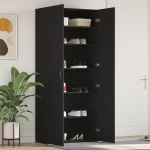 vidaXL Ντουλάπα παπουτσιών Μαύρη 80x35,5x180 εκ Επεξεργασμένο ξύλο
