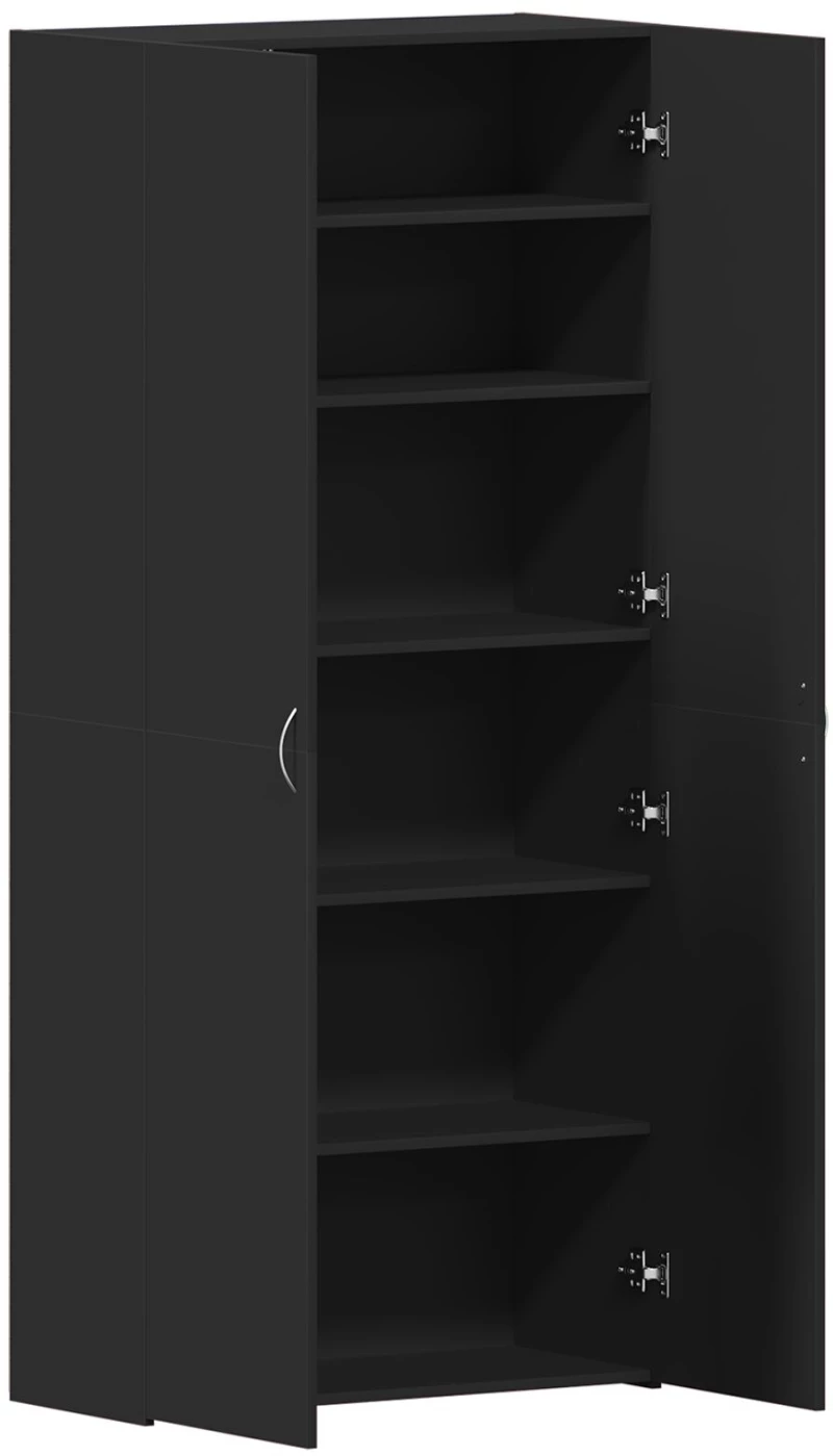 vidaXL Ντουλάπα παπουτσιών Μαύρη 80x35,5x180 εκ Επεξεργασμένο ξύλο