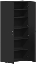 vidaXL Ντουλάπα παπουτσιών Μαύρη 80x35,5x180 εκ Επεξεργασμένο ξύλο