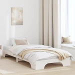 vidaXL Κρεβάτι Λευκό Μασίφ ξύλο 100 x 200 εκ Ανθεκτικό