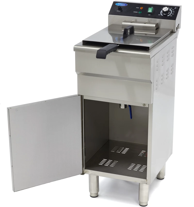 Deep Fryer - 16L - 1 Basket - with Drain Tap and Stand - 400V