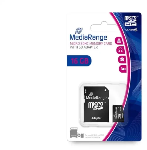 Κάρτα Μνήμης MediaRange Micro SDHC Class 10 With SD Adaptor 16 GB (High Capacity) (MR958)