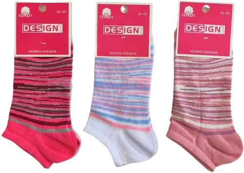 Γυναικείες Βαμβακερές Κάλτσες Design 3 Pack Multicolor P-5122