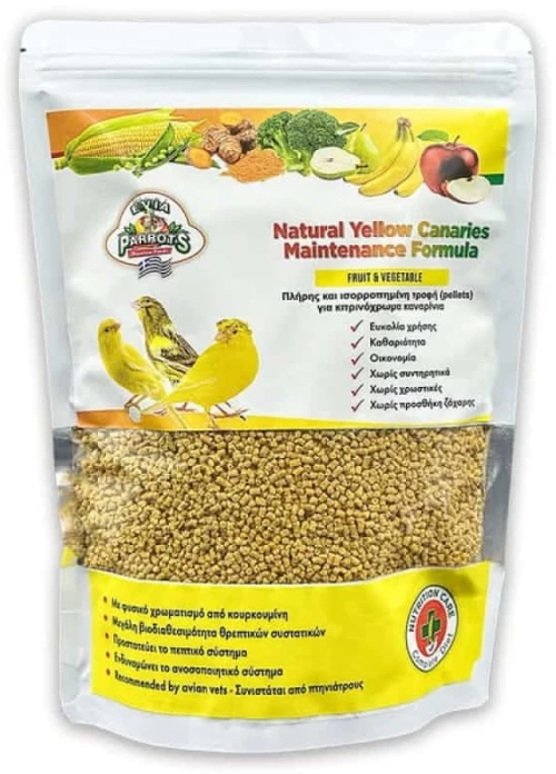 Evia Parrots Natural Yellow Canaries Maintenance – Pellets Καναρινιών - 500gr