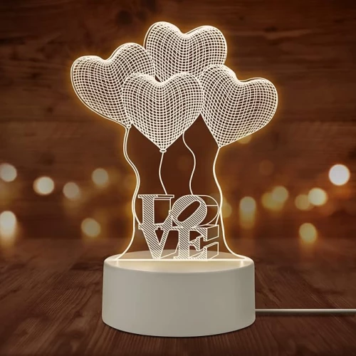 Διακοσμητικό Φωτιστικό με Σχέδιο Μπαλόνια σε Σχήμα Καρδιάς 18 x 12cm