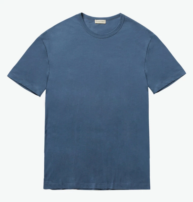 Crewneck Slim Fit Organic Cotton T-shirt Slate Blue