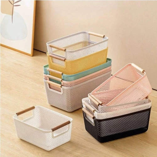 Καλαθάκι Πλαστικό Με Ξύλινη Λαβή 31x20x14,2cm Viosarp - 5206753046929